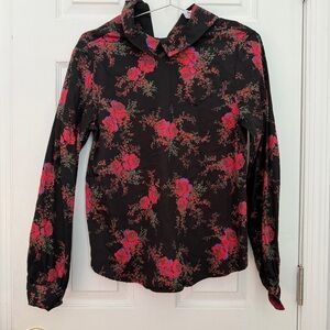 &othersstories Floral Black and Red Women's Top Sz 6